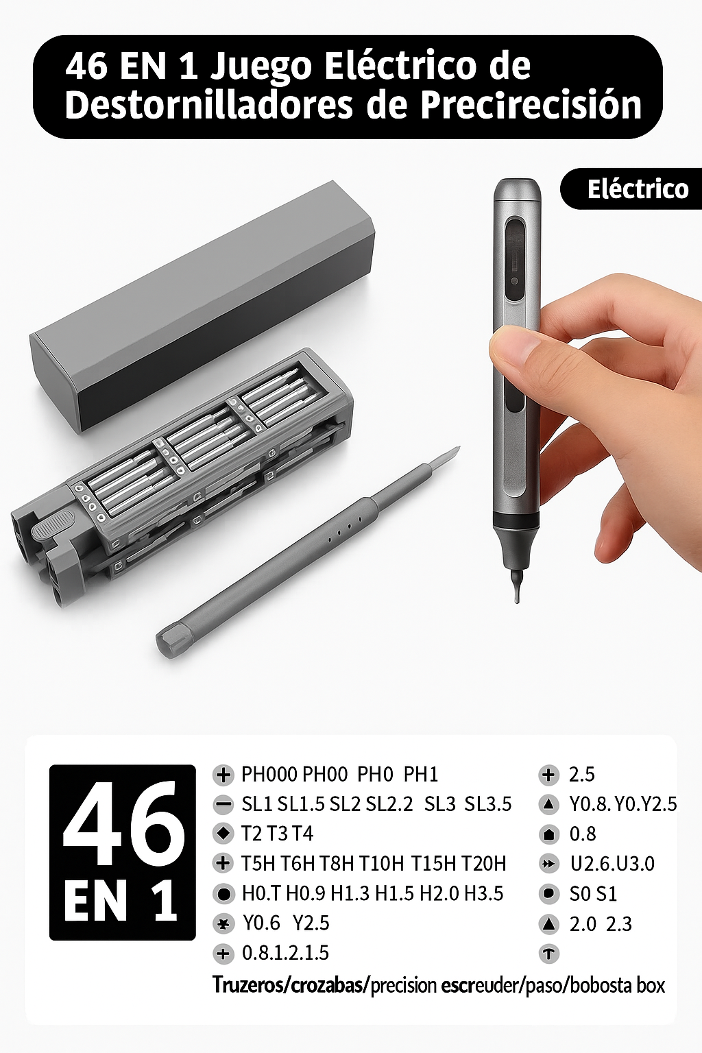 Destornilladores de Precisión Magnéticos (46 piezas)